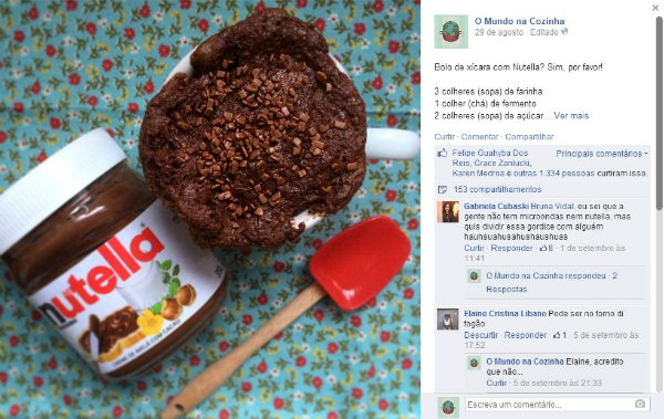 Bolo de Xícara com Nutella